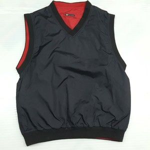 Wedge Golf Vest Mens Size L Large Pullover  Reversable Black Red